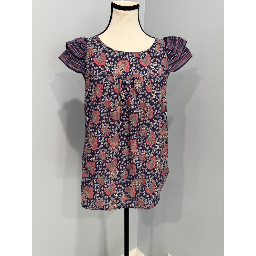 Madewell Floral Flutter Sleeve Top Size 4 Boho Chic Cottagecore Eclectic Grandpa
